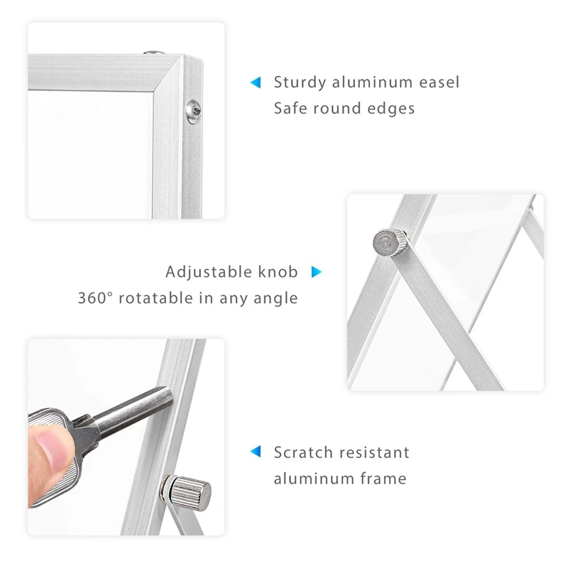 

Small Dry Erase Board with Stand 10 inchX10 inch Mini Magnetic White Board Easel for Kids Double-Sided Portable Table Top Deskto