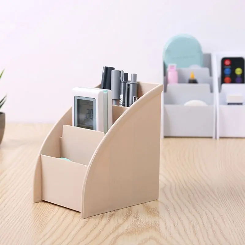 

3 Grid Remote Control Box Cosmetics Desktop Storage Case Stand Holder Home Office Stationery Phone Organizer