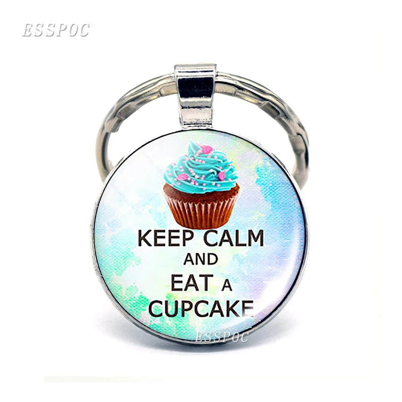 Keep Calm and Carry on Love Cats Dogs Coffee Cupcake Quote Keychain Pendant Glass Cabochon Jewelry Car Key Ring Women Men Gifts | Украшения