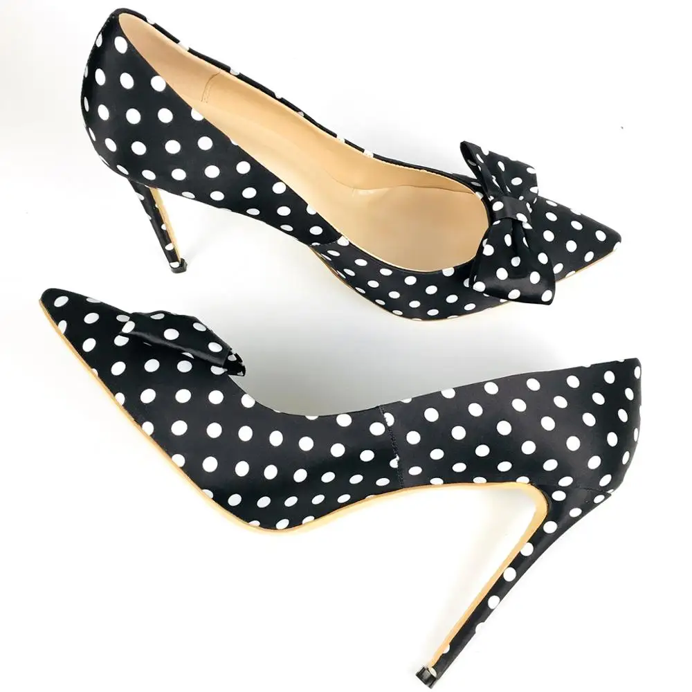 Туфли лодочки женские на высоком каблуке заостренный носок с бантом волнистым