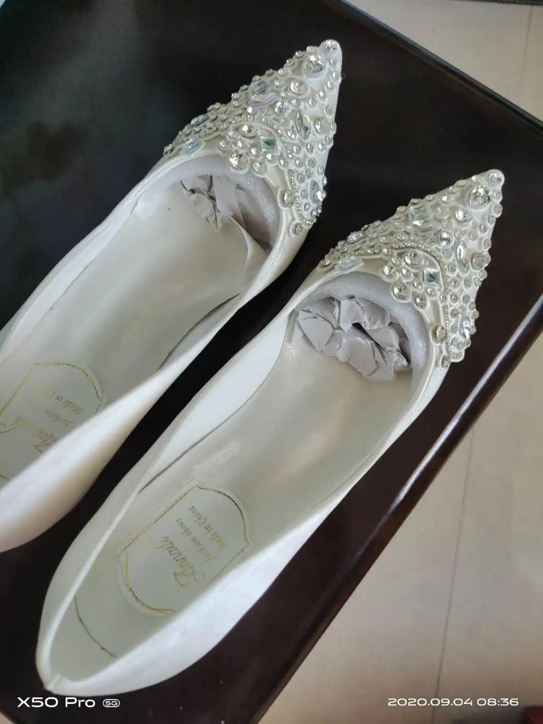 

White High Heel Pointed Stiletto Rhinestone Satin Lace Women's Shoes Dress Banquet Shoes Bridesmaid Wedding Shoes Y02