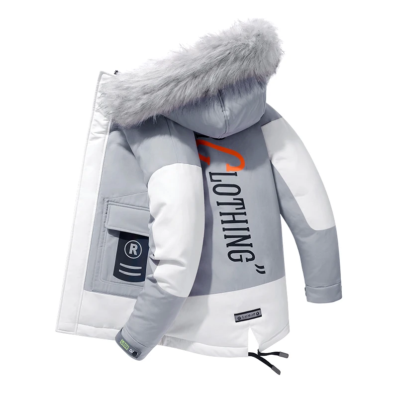 

Winter White Duck Down Parka Men's Thicken Warm Jacket -30 Degree Casual Hooded Coat Male Fur Collar Jacket Men Drop Ship
