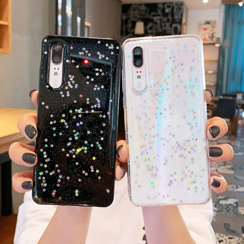 Мягкий чехол с блестками и звездами для Samsung Galaxy A50 A40 A10 A20 A30 A60 A70 M20 S8 S9 S10 Plus Note 10 Pro 8