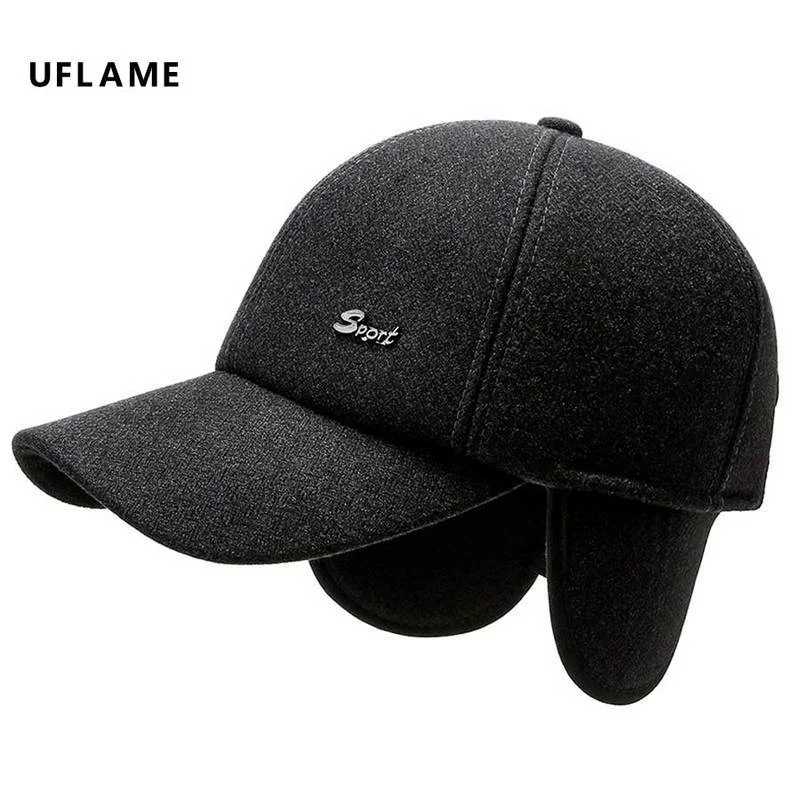 

Simple Metal Letters Baseball Cap Men Cotton Fashion Peaked Cap Waterproof Fabric Hats Warm Sport Acne Hats with Earmuffs Bone