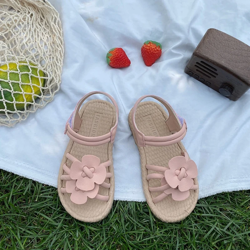 

Girls Sandals Children's Flower Beach Sandals Summer Fashion Princess Sweet Cute Kids Soft Bottom Shoes