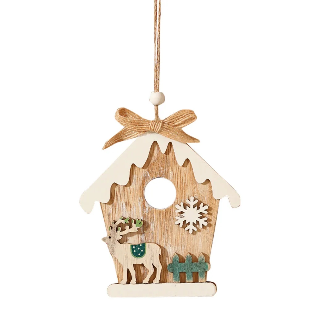 Рождественские украшения креативный милый мультяшный Деревянный тег для дерева