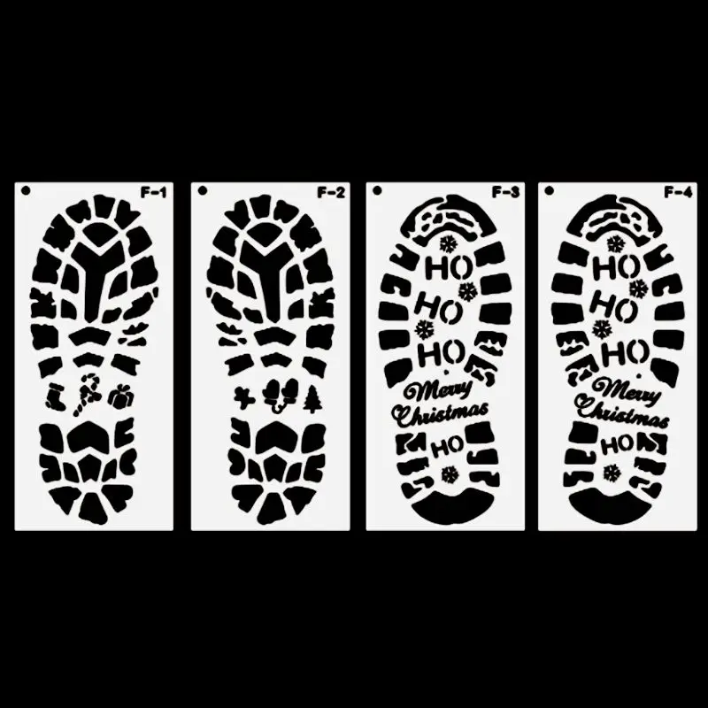 

Christmas Footprint Plastic Drawing Template DIY Scrapbook Photo Album Ruler Drafting Tool Stationery for Kids Student