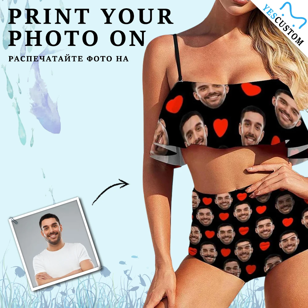 

Сексуальный купальник YesCustom с красным сердцем и оборками, купальный костюм, персонализированный комплект бикини с открытой спиной, детский купальник для бассейна, пляжа