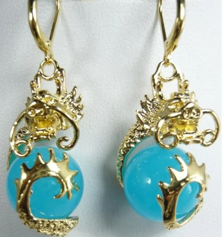 Мода Бесплатная доставка&gt Необычные 12 мм Фиолетовый Нефритовый дракон 18KGP