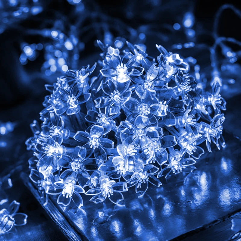 Blue 10/20 Вт, 30 Вт, 50 м вишня в цвету гирлянда со сказочными огнями светодиодный светящаяся гирлянда в виде цветов для елки Свадебная декорация внутри снаружи - Испускаемый цвет: Blue