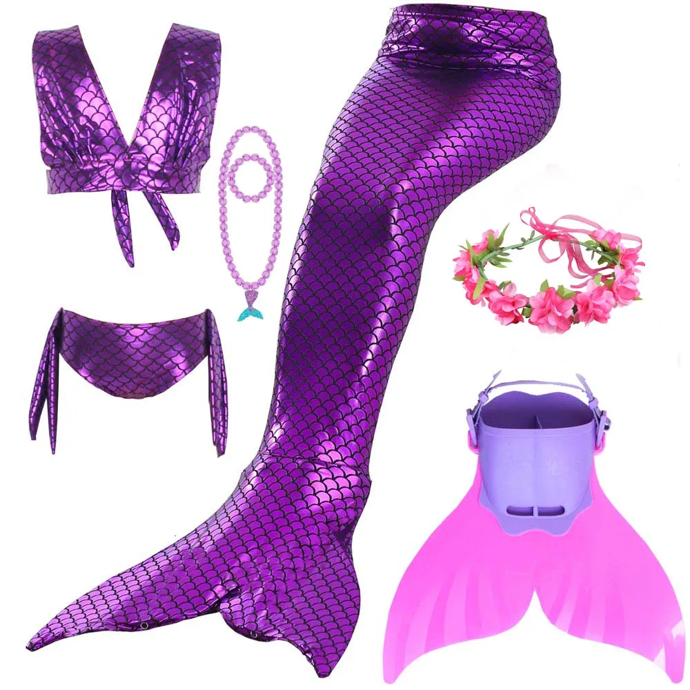 Swimmable Children Mermaid Tails Set with Monofin Fin Bikini - Girls Kids Swimsuit for Mermaid Tail Cosplay Costume and Swimming - Girl's Mermaid Tail image 3