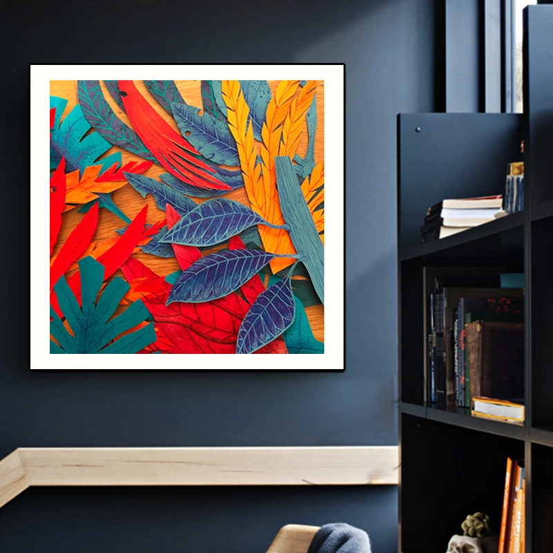 Холст настенные художественные картины красочные листья прикроватные на стене