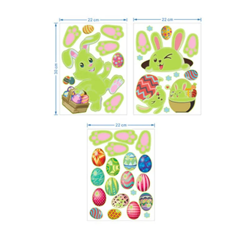 

Glow In The Dark Easter Eggs Bunny Footprints Luminous Wall Stickers Home Decor Baby Bedroom Ceiling Luminous Rabbit Wall Decals