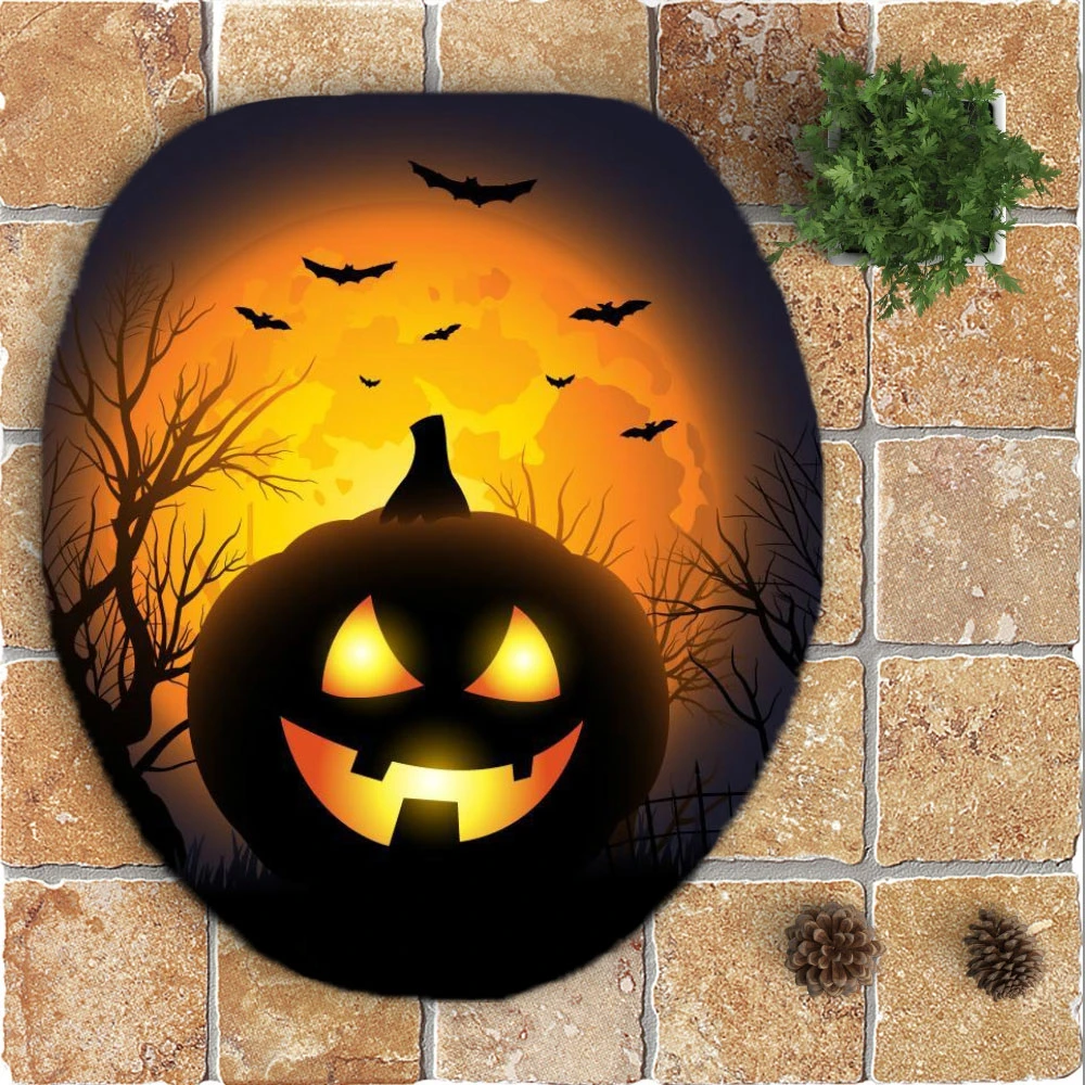 

Halloween Pumpkin Withered Tree Printed 3Pcs Bathroom Mats Set
