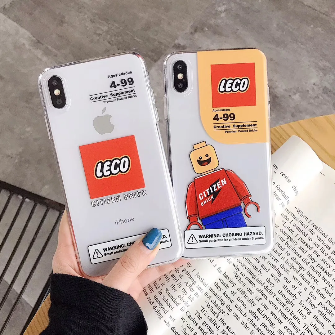 Модный простой чехол для телефона с буквенным логотипом Lego блоками iPhone 11 pro MAX Xs Xr X