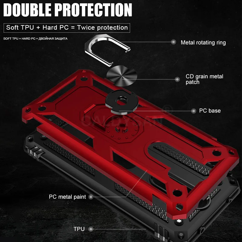 Роскошный бронированный металлический чехол с кольцом для телефона Xiaomi Redmi 7A Note 7