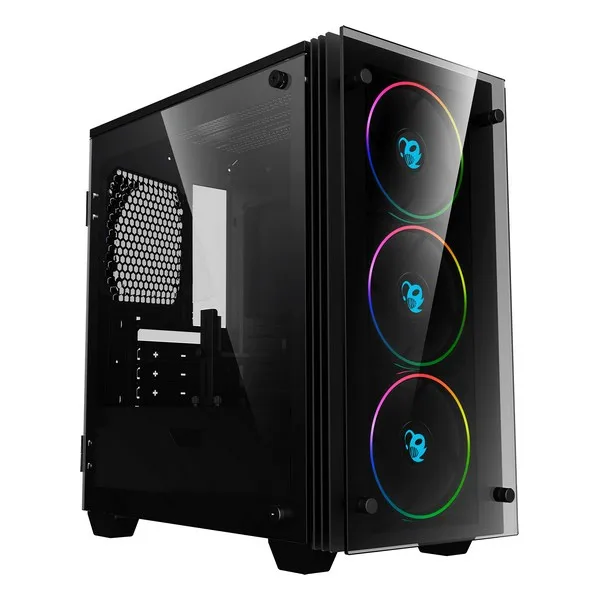 Микро ATX/мини ITX Midtower чехол CoolBox COO-DGC-M192-0 RGB светодиодный Black | Компьютеры и офис