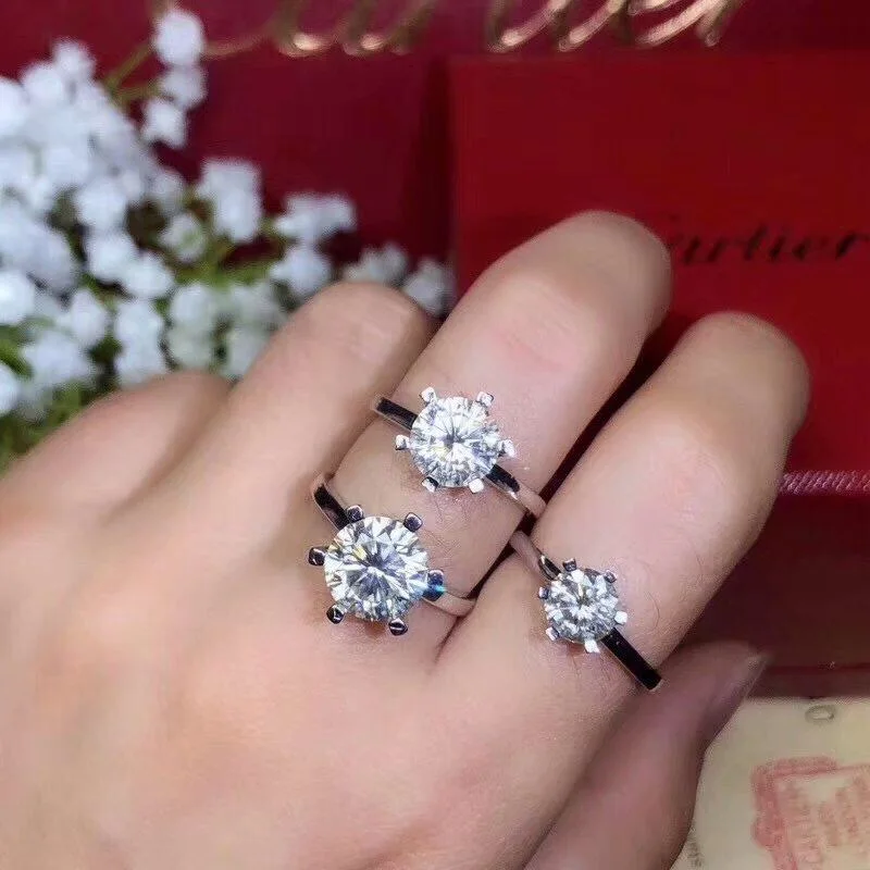 Kkmall магазин круглое серебряное кольцо Moissanite 3.00ct D VVS Роскошные Moissanite свадебное кольцо для женщин