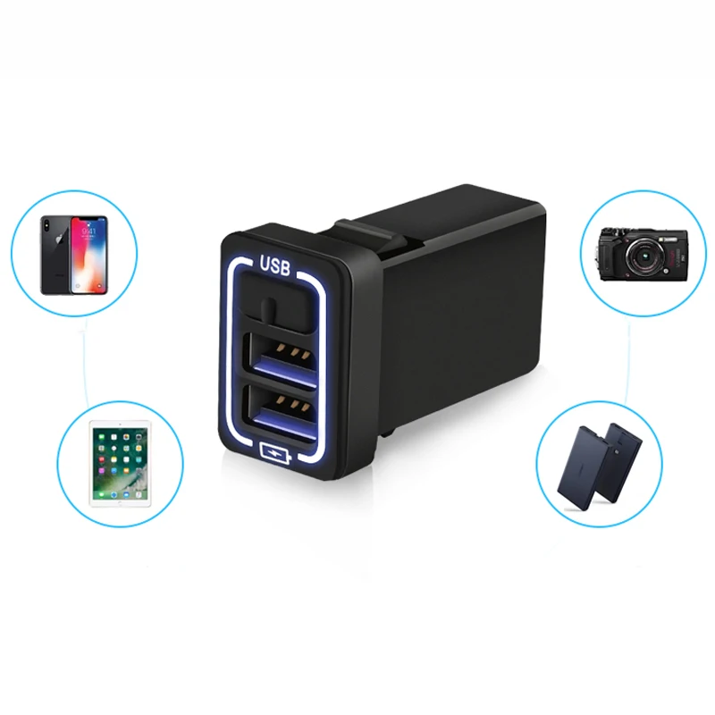 Автомобильное зарядное устройство USB с быстрой зарядкой двухинтерфейсные