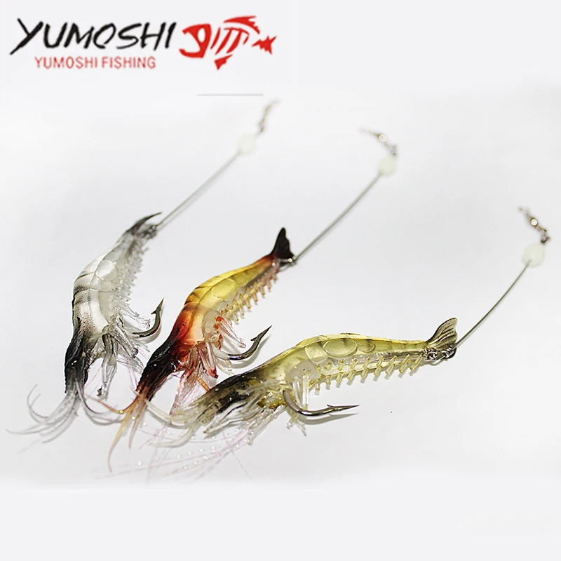 3 шт./компл. искусственная приманка крючок Светящиеся креветки черные рыбы мягкие