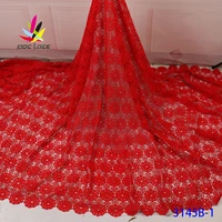 nigerian lace fabric embroidery cord lace red chemical water soluble guipure stones rhinestone high quality 2020 latest hot sale