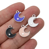 5pcs enamel silver plated moon star charm pendant for jewelry making bracelet necklace diy earrings accessories craft