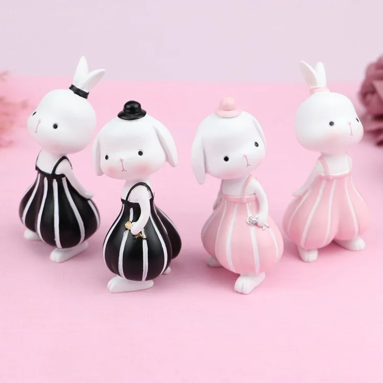 Kawaii с милым кроликом; сказочный сад, миниатюра фигурки моды стол служебный автомобиль аксессуары для украшения дома, рождественский подарок для девочек