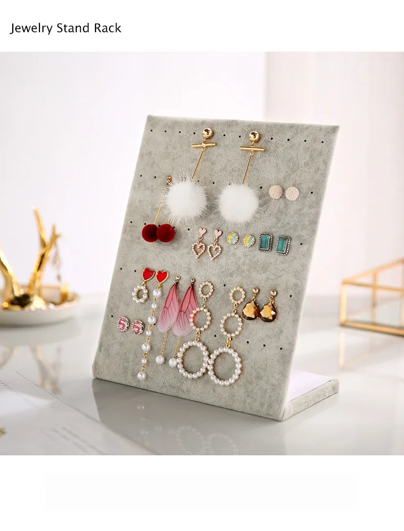 Замшевая Подставка для ювелирных изделий L образный держатель сережек гвоздиков