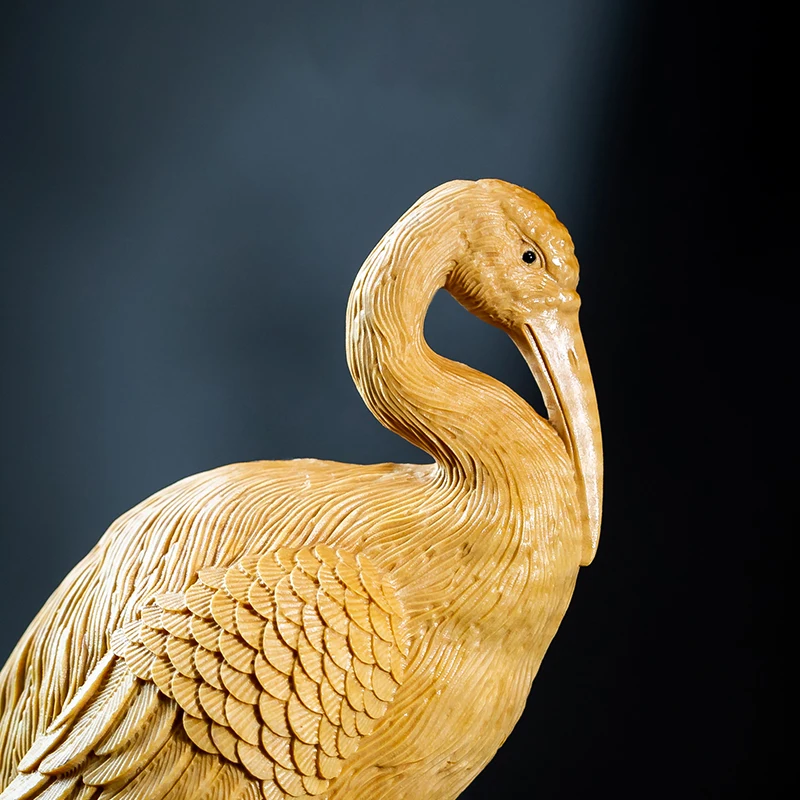 20 см кран долгий талисман Дерево маленькое животное деревянная статуя