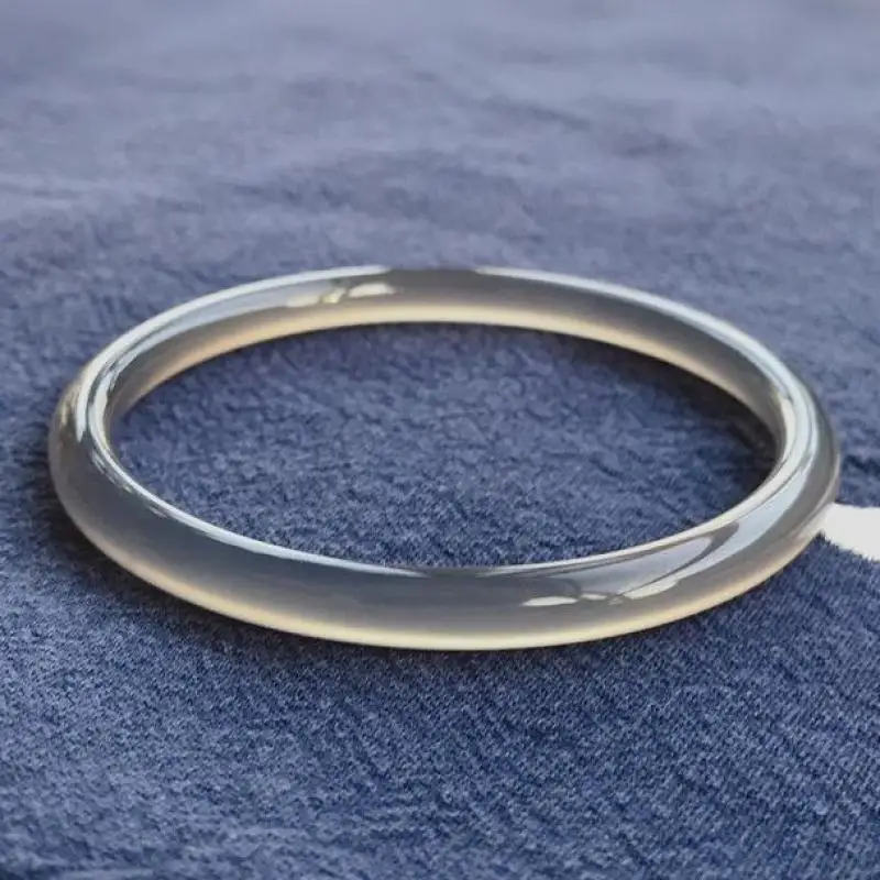 

Real Jade Bangles Women Men Genuine Natural Jades Stone Grey Chalcedony Thin Round Bar Fine Jewelry Bangle Girlfriend Mom Gifts