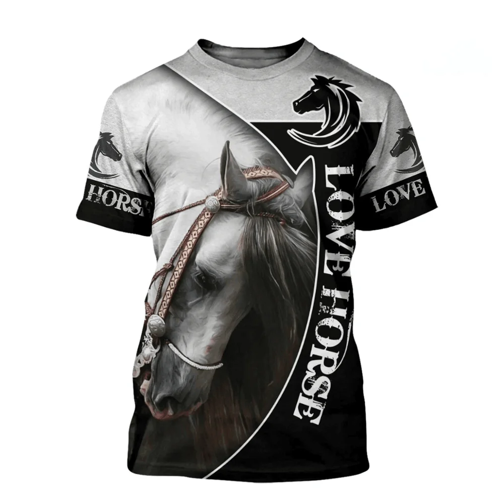 

PLstar Cosmos Love Horse Tattoo Art Animal Colorful Funny 3Dprint Harajuku Casual Streetwear Summer Tees T-shirt Short Sleeve B1