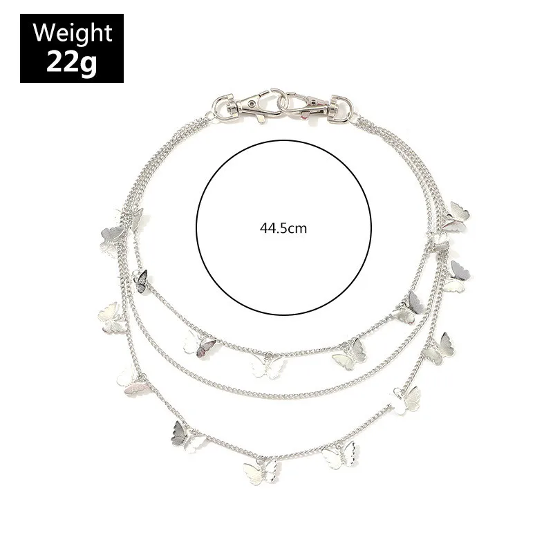 

Multilevel Layer Metal Chains Waist Key Chain Fashion Side Metal Accessories Jewelry for Jeans