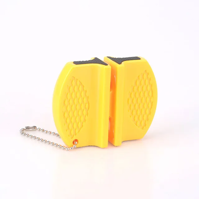 Yellow ONEUP Мини точилка для ножей с керамическим стержнем Двухступенчатая Вольфрамовая портативная точилка для точильного камня с бабочкой точильные ножи камень - Цвет: Yellow