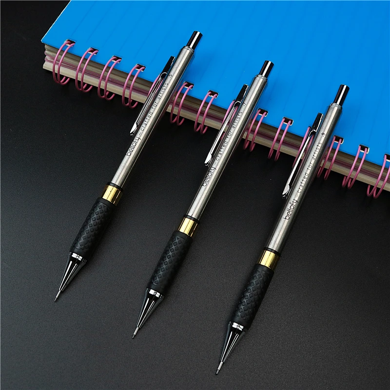 Stainless Steel Penholder 0.5mm 0.7mm 0.9mm 2b Black Pencil Lead