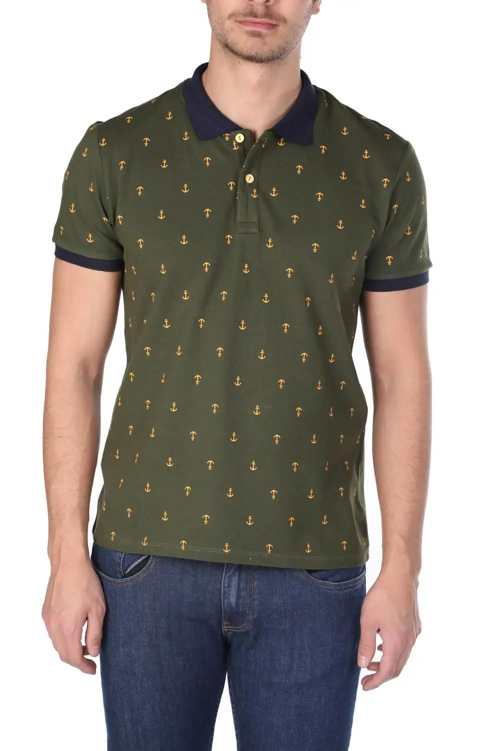 

Mens Patterned Polo Neck T-Shirt