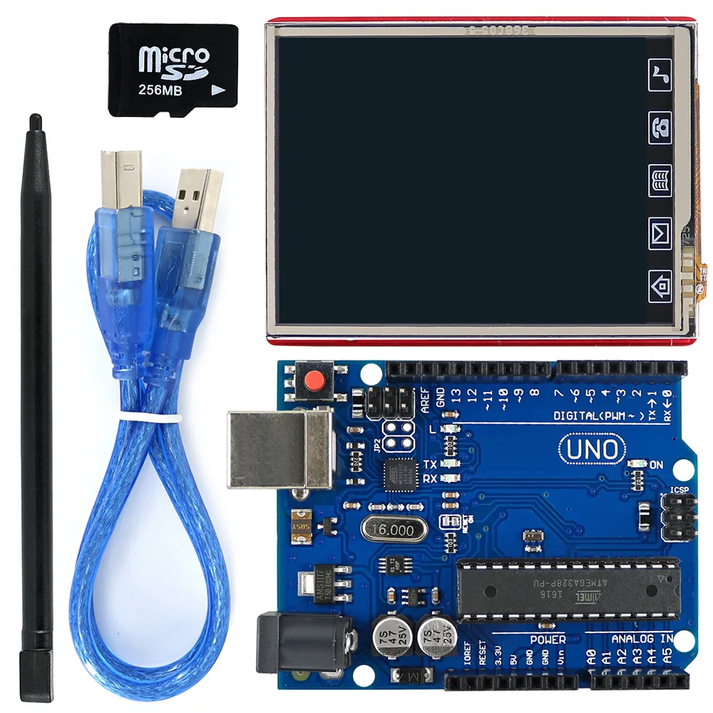 2,8 дюймовый TFT lcd Щит+ UNO R3 плата с tf-картой/стилусом/usb-кабелем для Arduino UNO/Mega2560/Leonardo