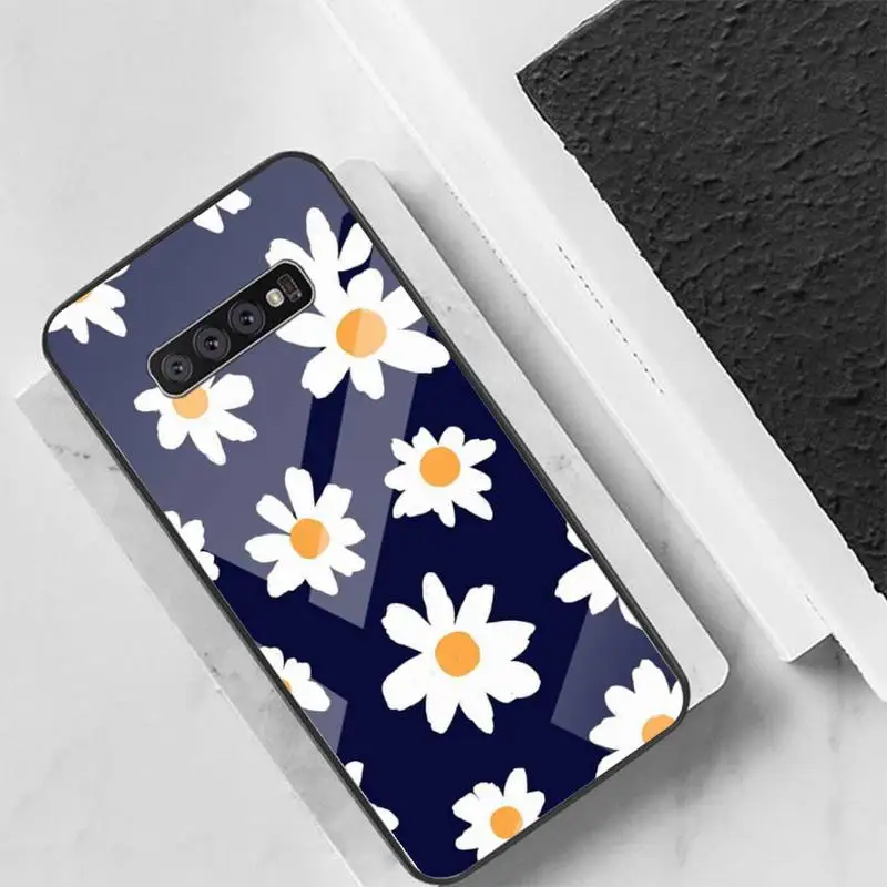

Daisy Phone Case Glass For Samsung S10 S20 S9 Plus S6 7 Edge Note9 10 Luxury Brand