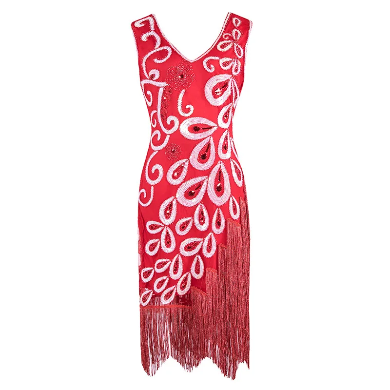 

Платье женское длинное до колен, модное пикантное вечернее ТРАПЕЦИЕВИДНОЕ, с блестками, без рукавов, с бахромой