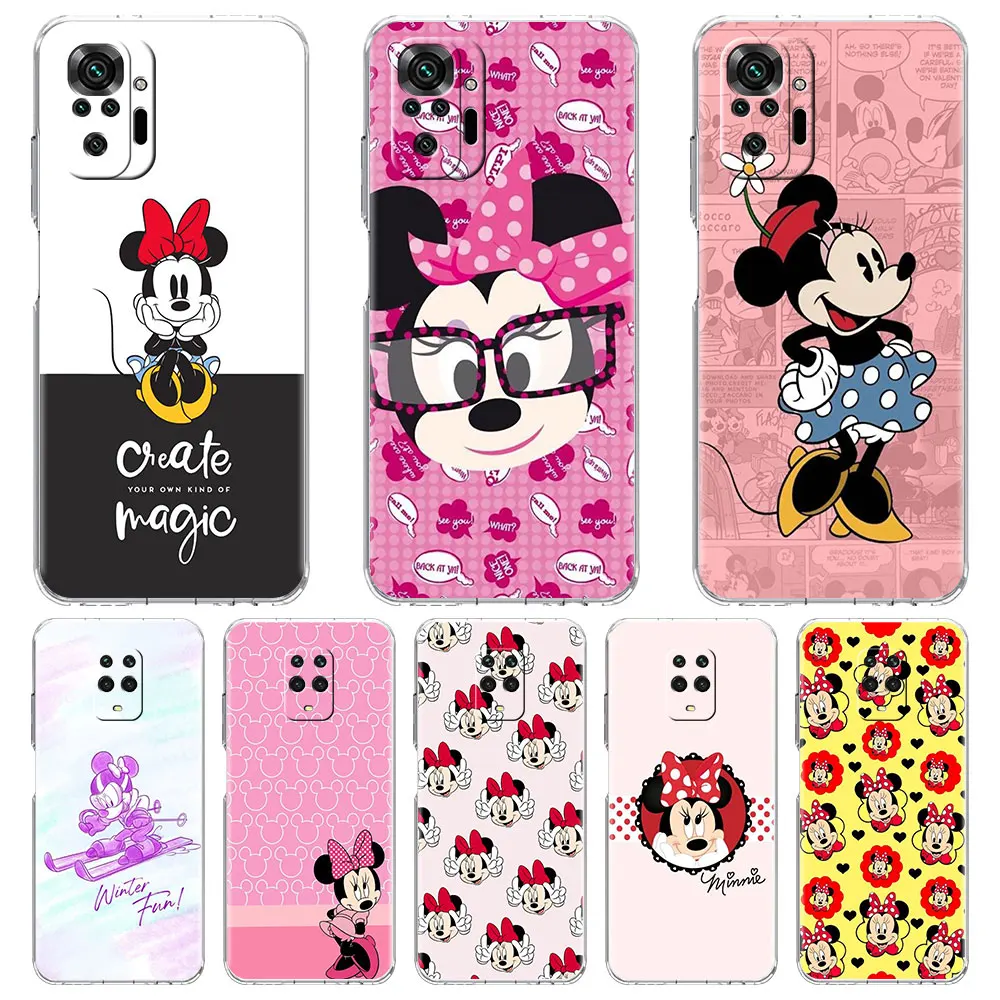 

Прозрачный чехол для Xiaomi Redmi Note 10 K40 9S 9 8 7 Pro, силиконовый мягкий чехол с рисунком, чехол с диснеевским Минни Маусом