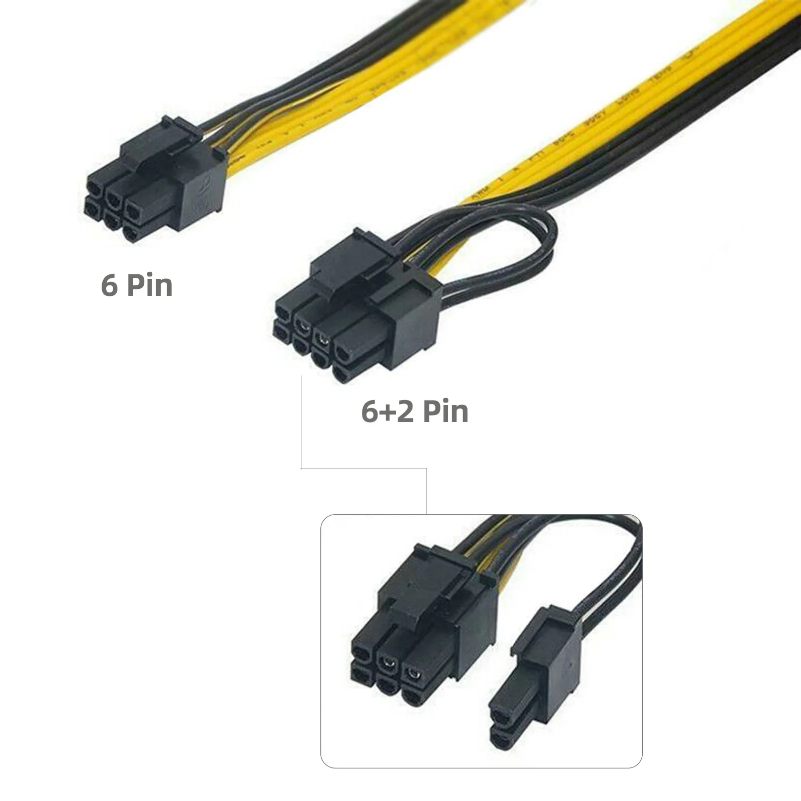 100/90 см 18AWG GPU PCIE PCI-Express 6Pin папа к 8Pin (6 + 2) видеокарта кабель питания для майнинга BTC