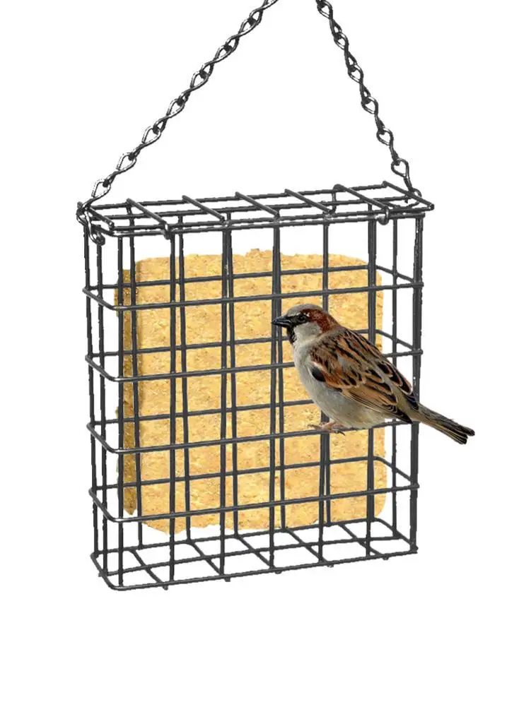 

Bird Feeder Green Cube Cage Food Container Outdoor Garden Wild Bird Parrot Feeding Hanging Tree Portable Fruit Vegetable #4