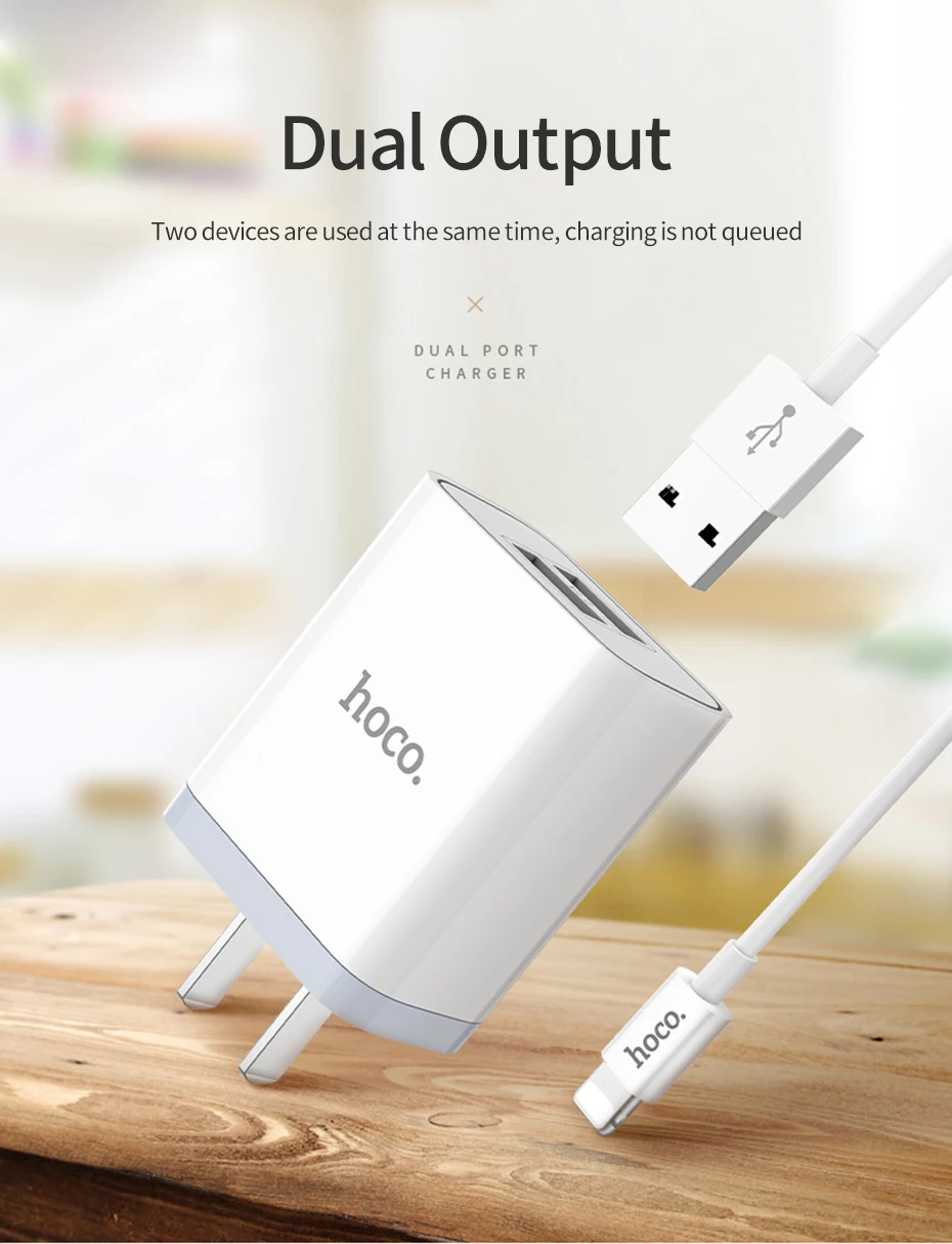 HOCO 5 V/2.1A двойное зарядное устройство USB быстрая зарядка зарядное устройство адаптер для iphone ipad mini samsung Xiaomi