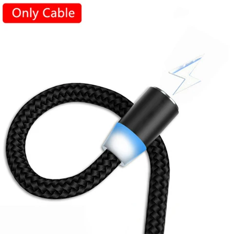 Магнитный USB-кабель со светодиодной подсветкой, 2,4 А, кабель для быстрой зарядки типа C, магнитное зарядное устройство, кабель для передачи данных, кабель Micro USB, шнур USB