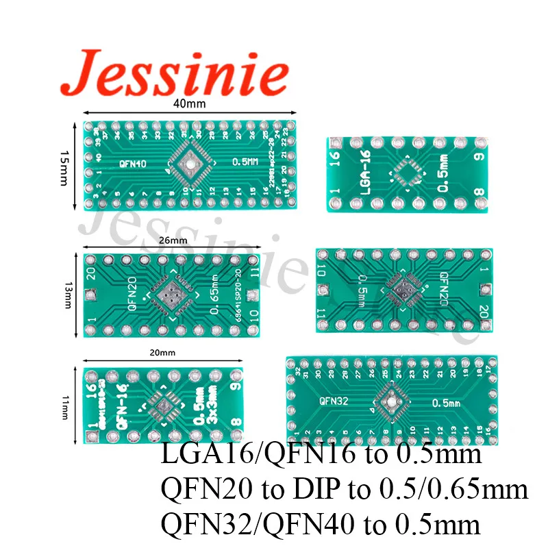 Плата адаптера QFN32/QFN40/QFN20/LGA16/QFN16 20 шт. плата преобразователя для штифта SMD DIP 0 5 мм 65