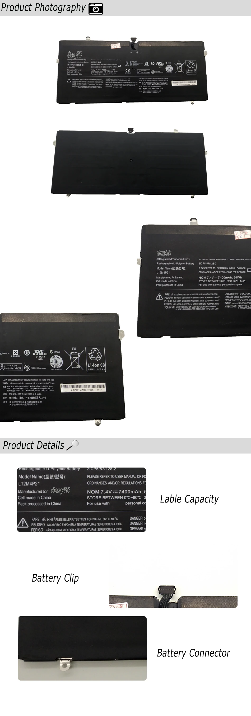 54Wh 7400 мА/ч, 7,4 в натуральная L12M4P21 L13S4P21 Батарея для lenovo Yoga 2 Pro 1" 121500156 2ICP5/57/128-2 2CP5/57/123-2 Original