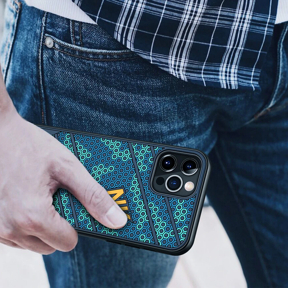 

For iPhone 12 Pro / 12 Pro Max Case Nillkin Luxury Striker 3D Texture Silicone Back Cover For iPhone 12 12 mini Phone Case