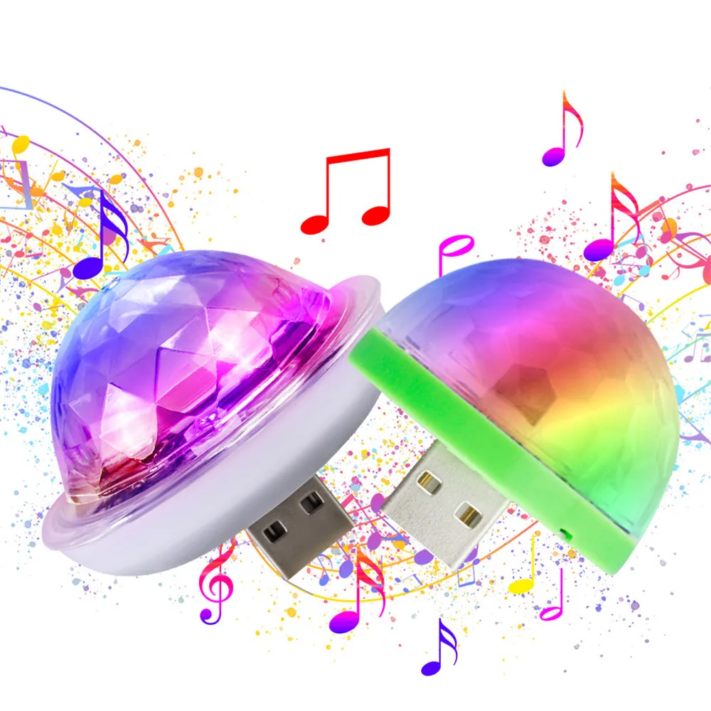 Мини USB звук вечерние освещение дискотечное освещение 4 Вт RGB магический хрустальный шар сценический свет эффект для рождества KTV свадебная музыка Dj свет