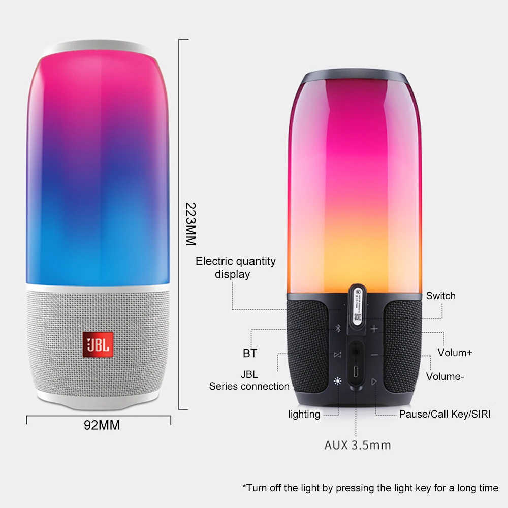 JBL Speaker Pulse 3 IPX7 водонепроницаемые беспроводные bluetooth колонки 360 Lightshow портативная