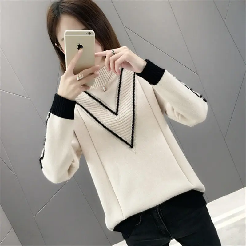 

2020 Autumn Winter Women Warm Loose Sweater Female O-neck Fashion Causal Warm Thick Korean Styles Knitting Pullovers W523