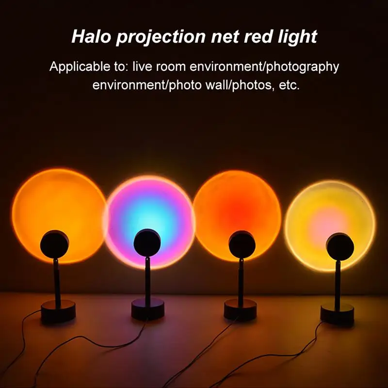 

USB Table Sunset Projector Lamp Rainbow Atmosphere Led Night Light for Home Bedroom Coffe shop Background Wall Decoration Lamp